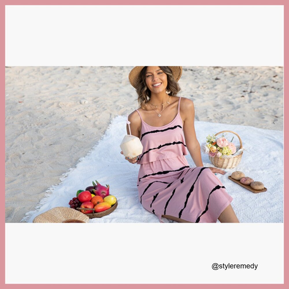 Rayon Spandex Adjustable Strappy Split Summer Cas… - image 6